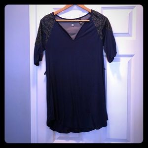 Navy blue shirt with black sequin detail!